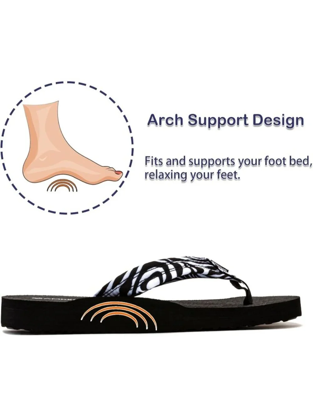 Women's Floral Black Zebra Comfortable Flip Flops Summer Beach Thong Sandals